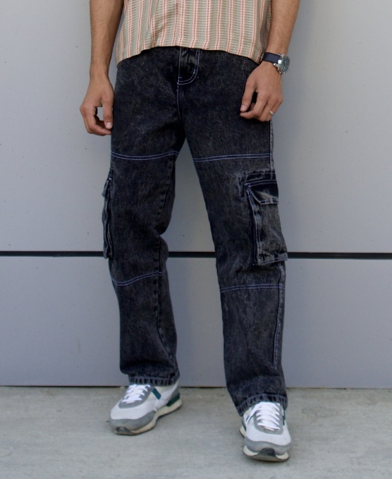 Men's 6 Pockets Cargo Denim - Black