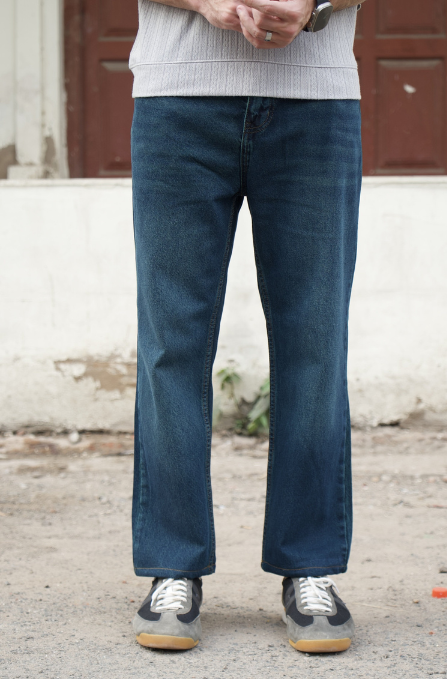 Men's Straight-Fit Denim Jeans – Green Tinted